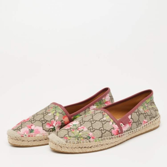 FLASH SALE❗️Gucci GG Bloom Floral Print Logo Monogram Canvas Espadrilles Slip … - Picture 2 of 16